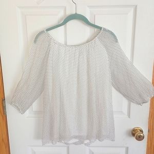 VIOLA BORGHI CHIFFON SILK BLOUSE NWOT POLKA DOT SIZE SMALL